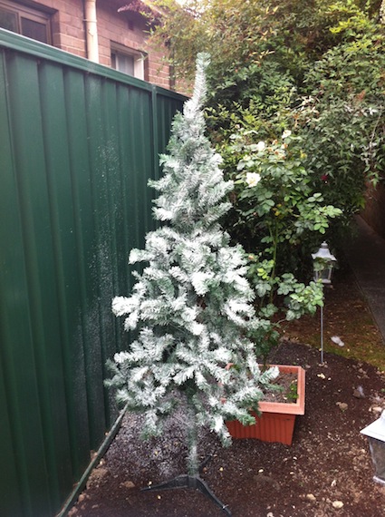 We have a tree with fake snow